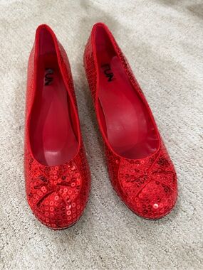 Red Sequin Dorothy heels- Women's Sparkle Slip-Ons - wizard of oz costume